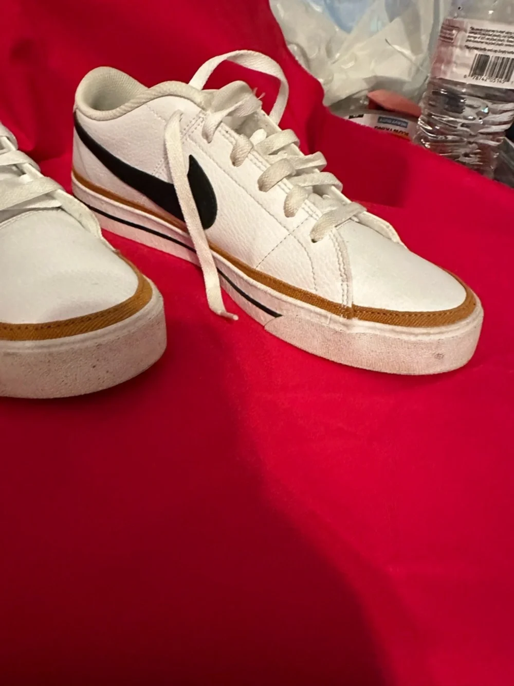 Nike White Sneakers with Navy Swoosh and Gold Accent - Picture 4 of 11